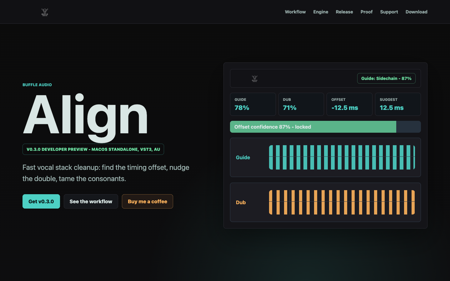 Buffle Audio Align landing page screenshot