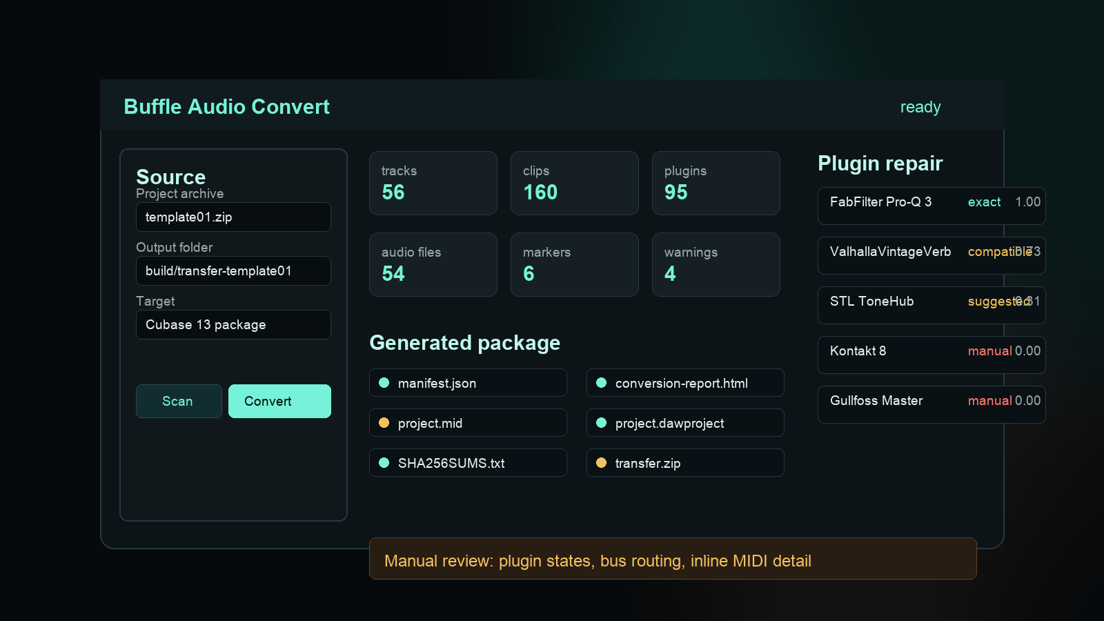 Buffle Audio Convert session migration interface
