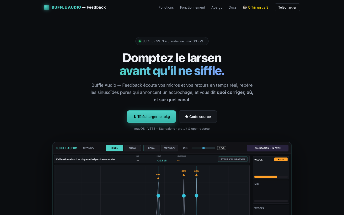 Buffle Audio Feedback landing page screenshot