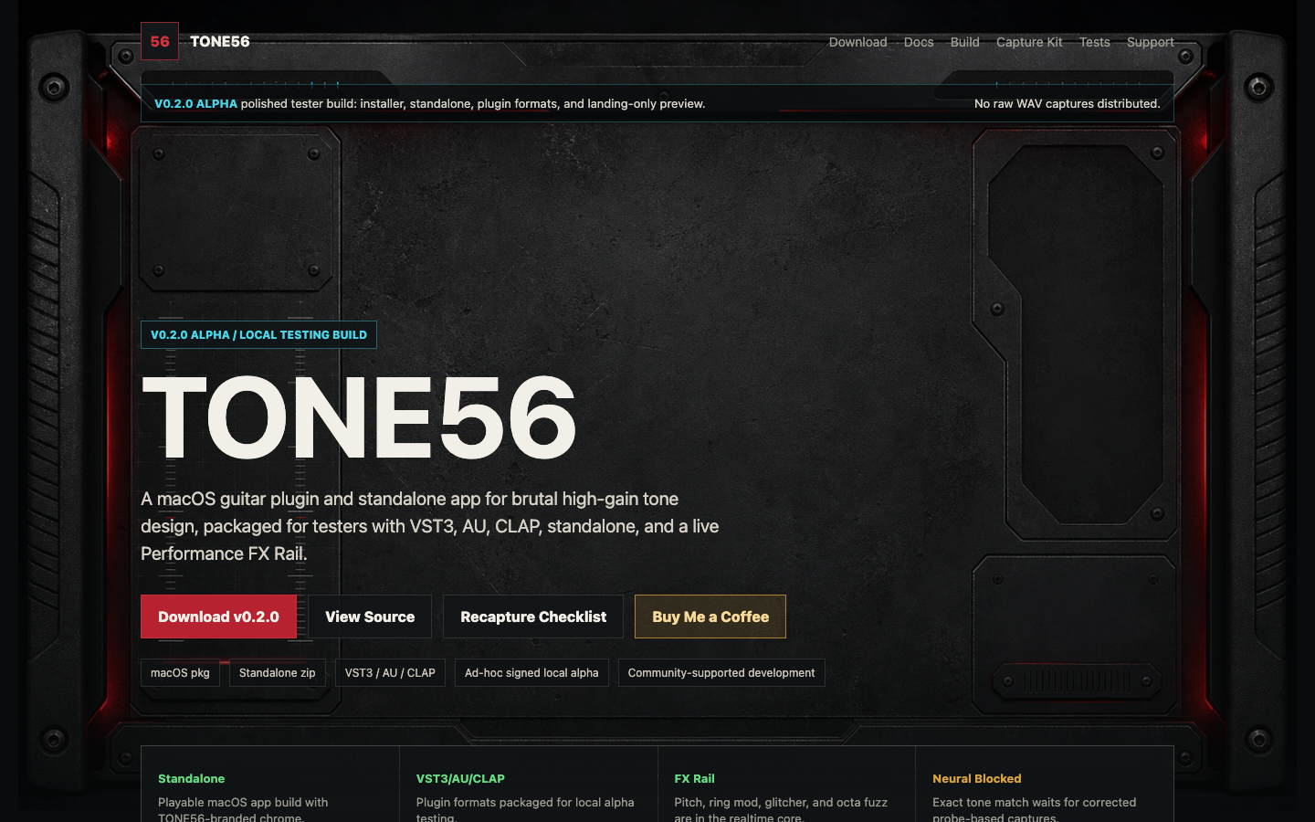 TONE56 landing page screenshot